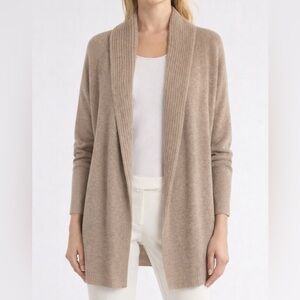 2. Vince Taupe Brown Knit Open Front Shawl Collar Cardigan Sweater Size Small